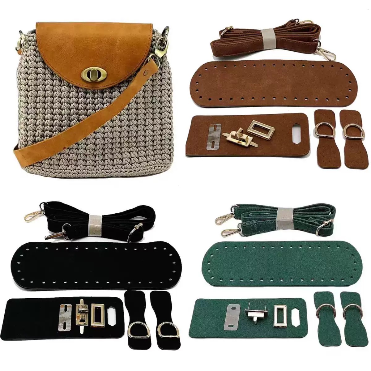 Leatherwork Hardware - ハンドバッグとショルダーストラップ付きの手作りレザーハンドバッグセット,高品質の織りバッグ,ハードウェアアクセサリー