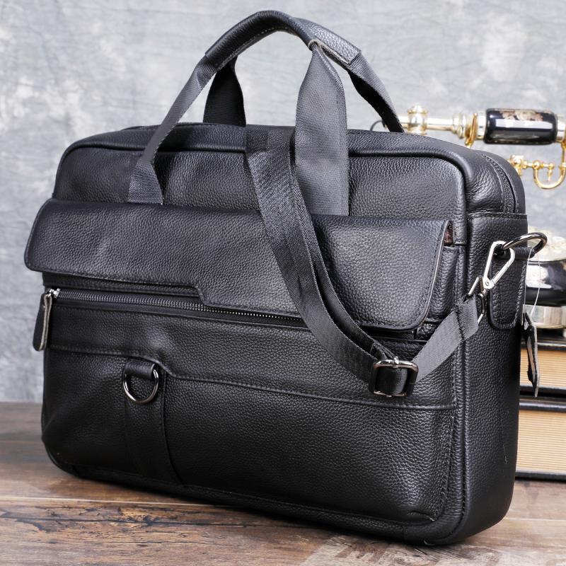 Leather Work Handbag - 男性用の本革トラベルバッグ,大容量の本革メッセンジャーバッグ,14インチのラップトップショルダーストラップ,ブリーフケース