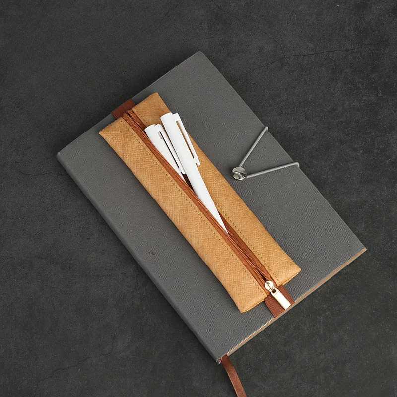 Leather Work Notepad - 1 個調節可能な弾性バンドペンホルダー、デュポン紙素材レザーペンスリーブポーチジャーナル防水鉛筆ホルダー