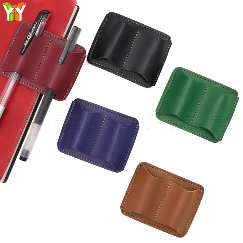 Leather Work Notepad - ポータブル PU レザーペンホルダーノートブックペンクリップ多色弾性ペンスリーブジャーナル日記帳オフィス学校 S