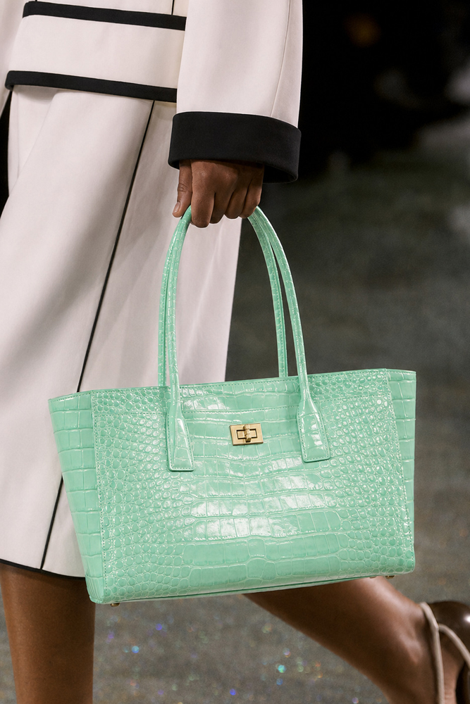 Leather Work Handbag - SHELKSBAG 光沢のあるクロコダイル型押しトートバッグ ゴールドツイストロック 大容量 ショルダーハンドバッグ 女性用