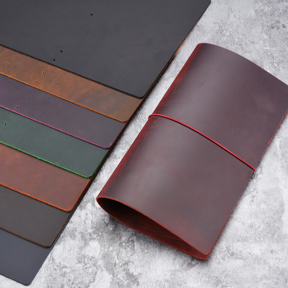 Leather Work Notepad - DIYノートカバー クレイジーホースレザー A5/A6/スタンダード/ポケット/パスポートサイズ トラベラーズノートカバー ゴムバンド付き
