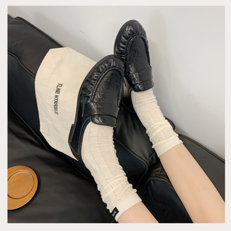 Leather Work Flats Women - 大きいサイズのレディースラグジュアリーローファー 本革 厚底ヒール スリップオン 春秋用シューズ 通勤用