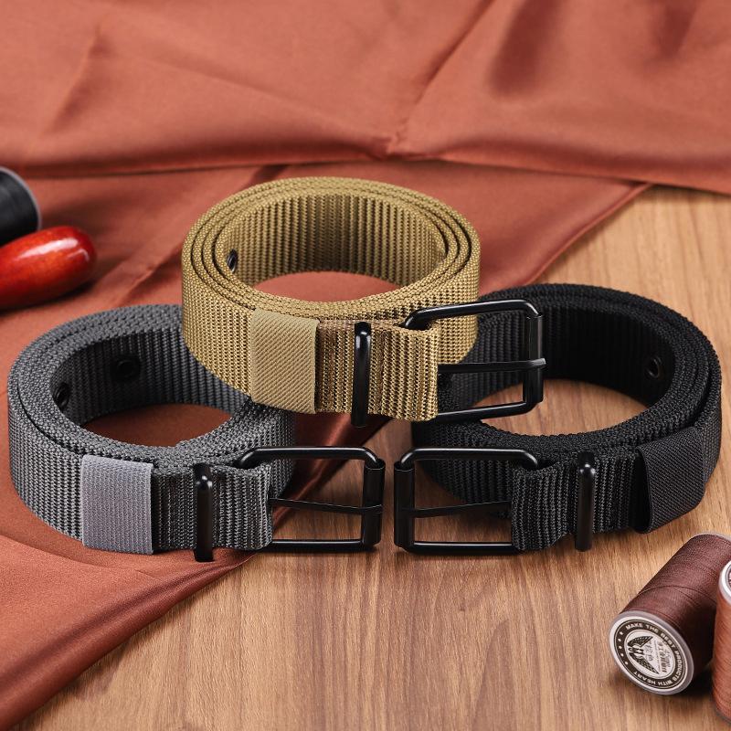 メンズベルト 穴あきキャンバス ピンバックル レザーベルト  - Leatherwork Eyelets のレビューと価格