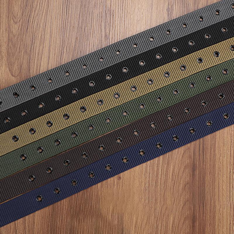 メンズベルト 穴あきキャンバス ピンバックル レザーベルト  - Leatherwork Eyelets のレビューと価格