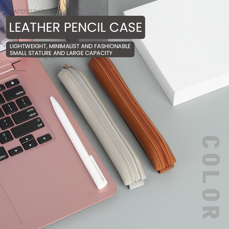 ジッパー付き鉛筆スリーブ付きPUレザーペンホルダー、ゴムバン - Leather Work Notepad のレビューと価格