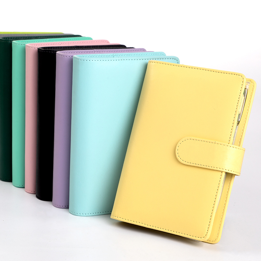 A6マカロンPUレザーバインダーノートブック、ジッパーポーチ - Leather Work Notepad のレビューと価格