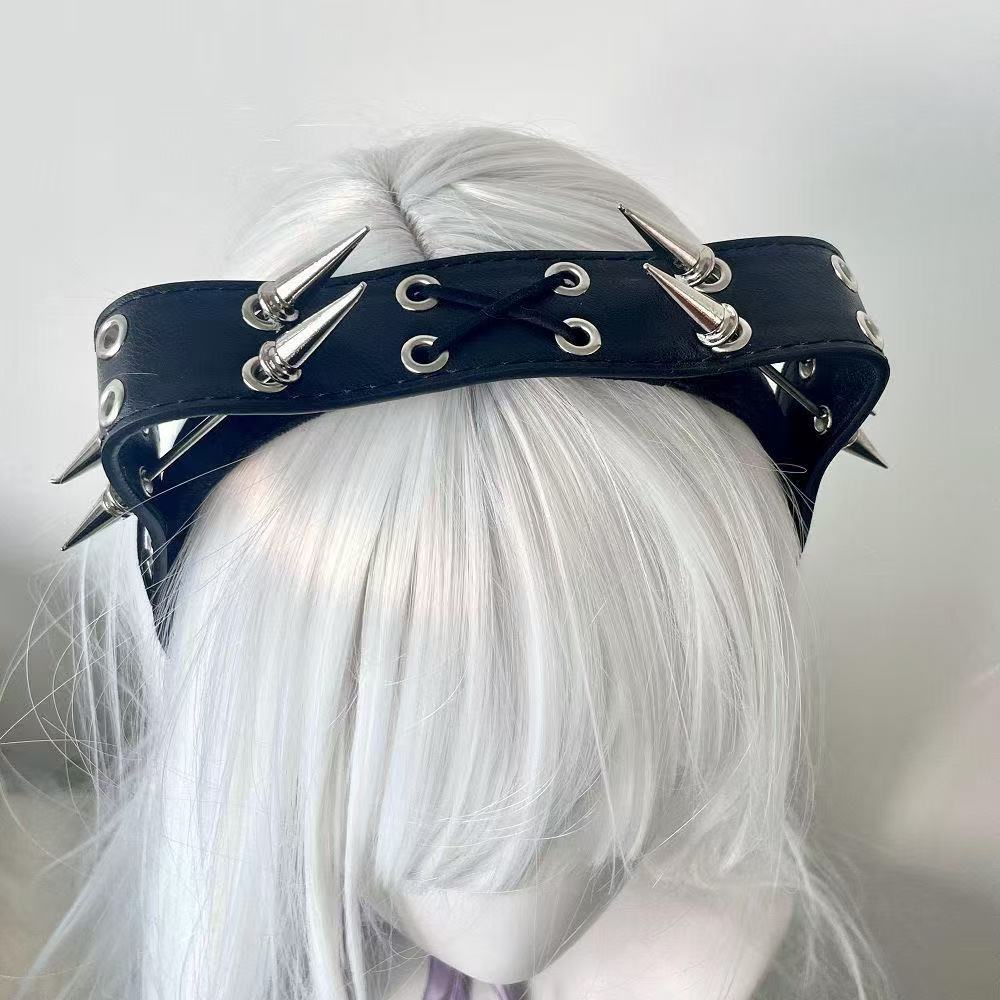 パンク・ハラジュク・リベットヘッドバンド、Y2Kオルト・エス - Leatherwork Rivets のレビューと価格