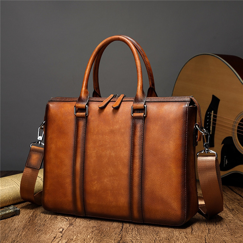 YETTIES ビジネス トップグレインレザー ブリーフケー - Leather Work Handbag のレビューと価格