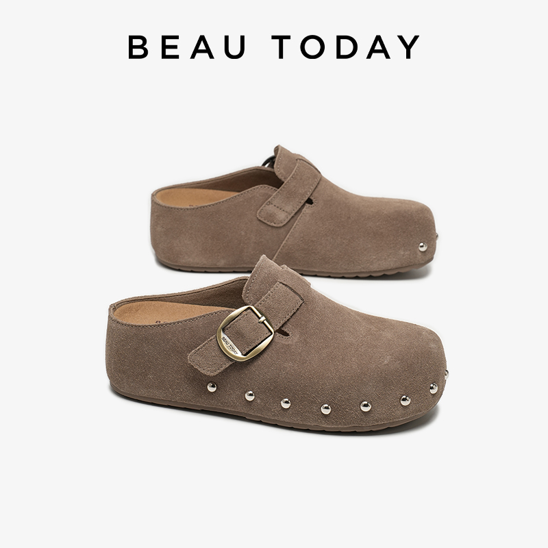 BEAUTODAY カジュアルミュール女性牛革スエードレザー - Leatherwork Rivets のレビューと価格