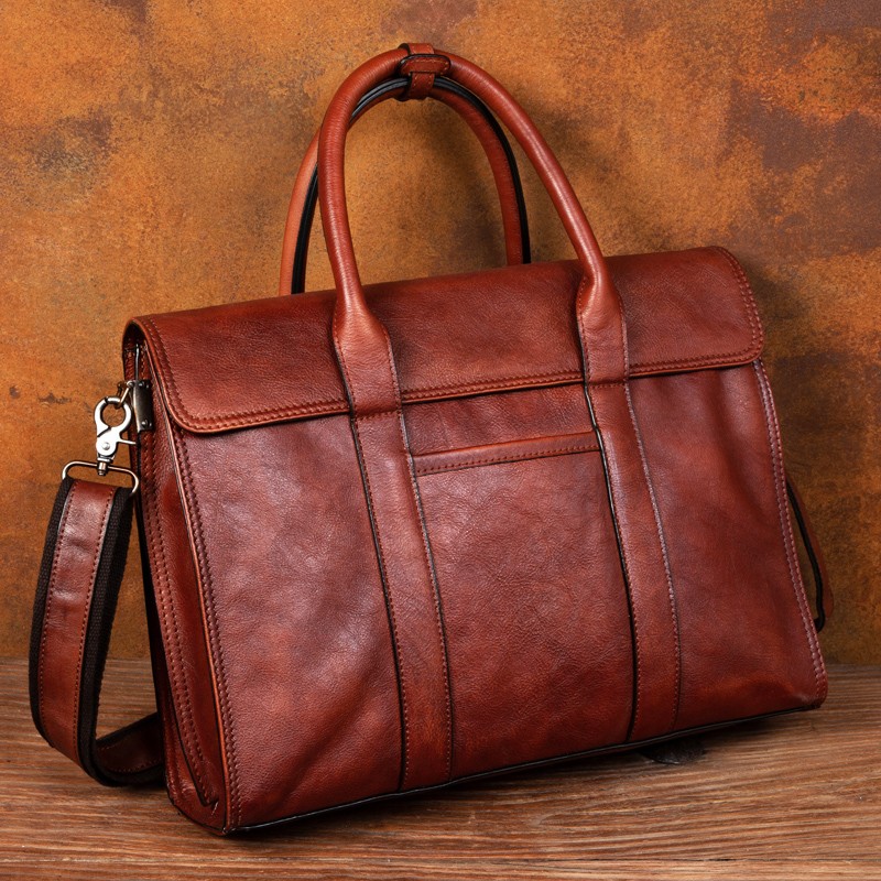 ベジタブルタンニンなめし革ハンドバッグメンズメッセンジャーバ - Leather Work Handbag のレビューと価格