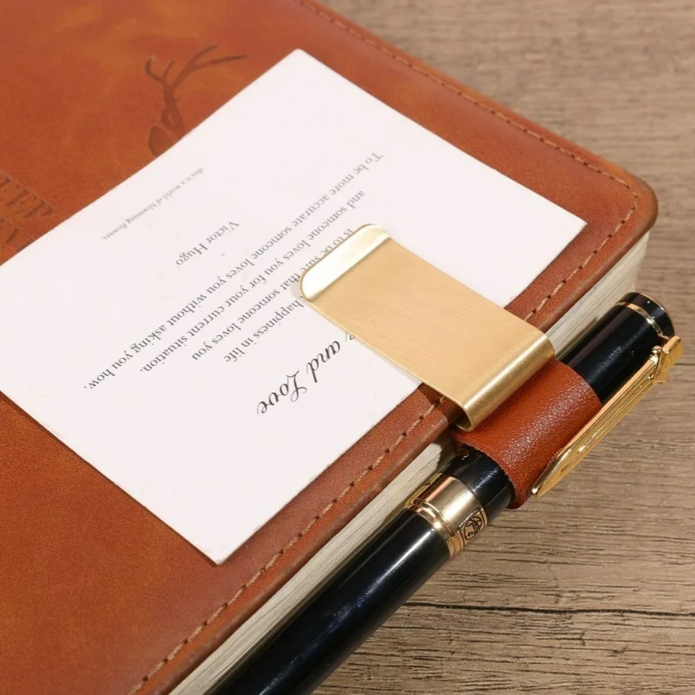 手作り革製真鍮ステンレス鋼ペンホルダークリップジャーナルノー - Leather Work Notepad のレビューと価格