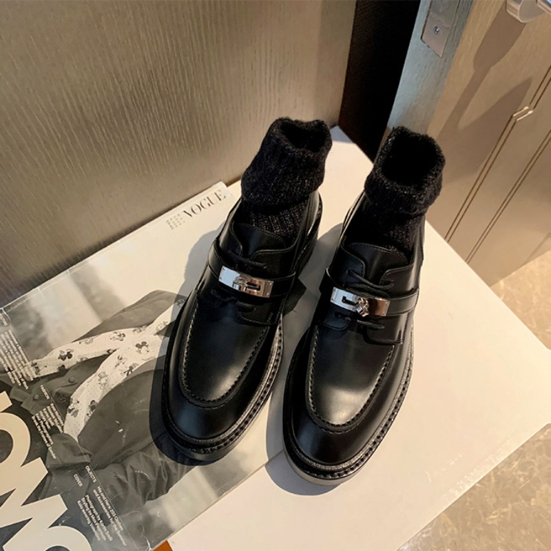 レディースローファーシューズ レトロカジュアル スリップオン - Leather Work Flats Women のレビューと価格
