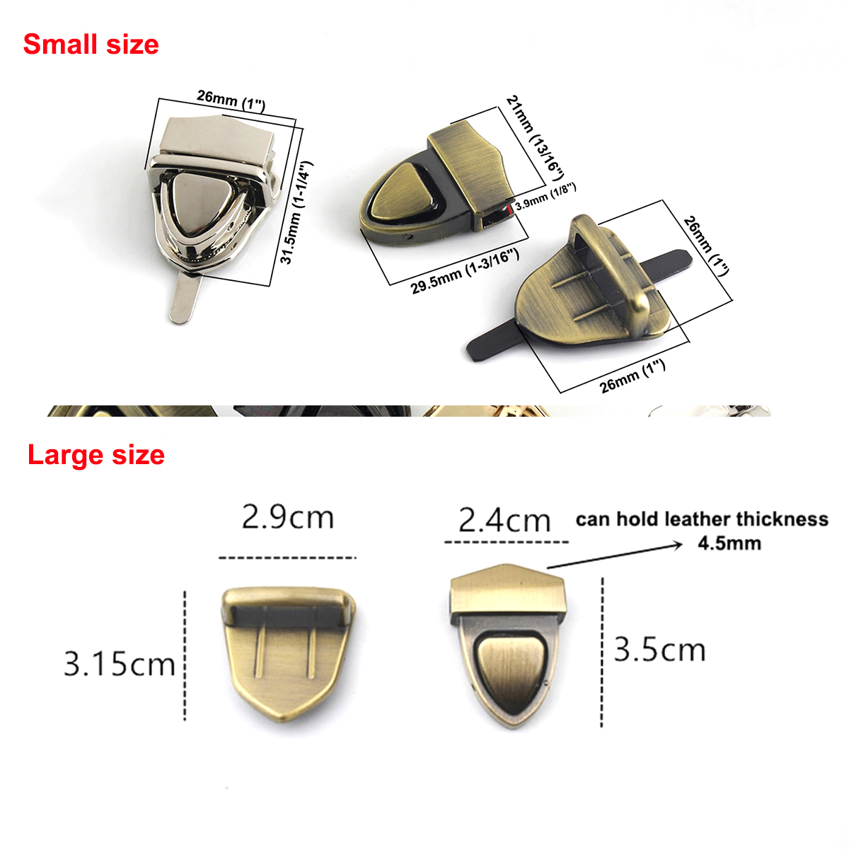 1 ピース金属舌ロックほぞロックレザークラフト女性バッグハン - Leatherwork Hardware のレビューと価格