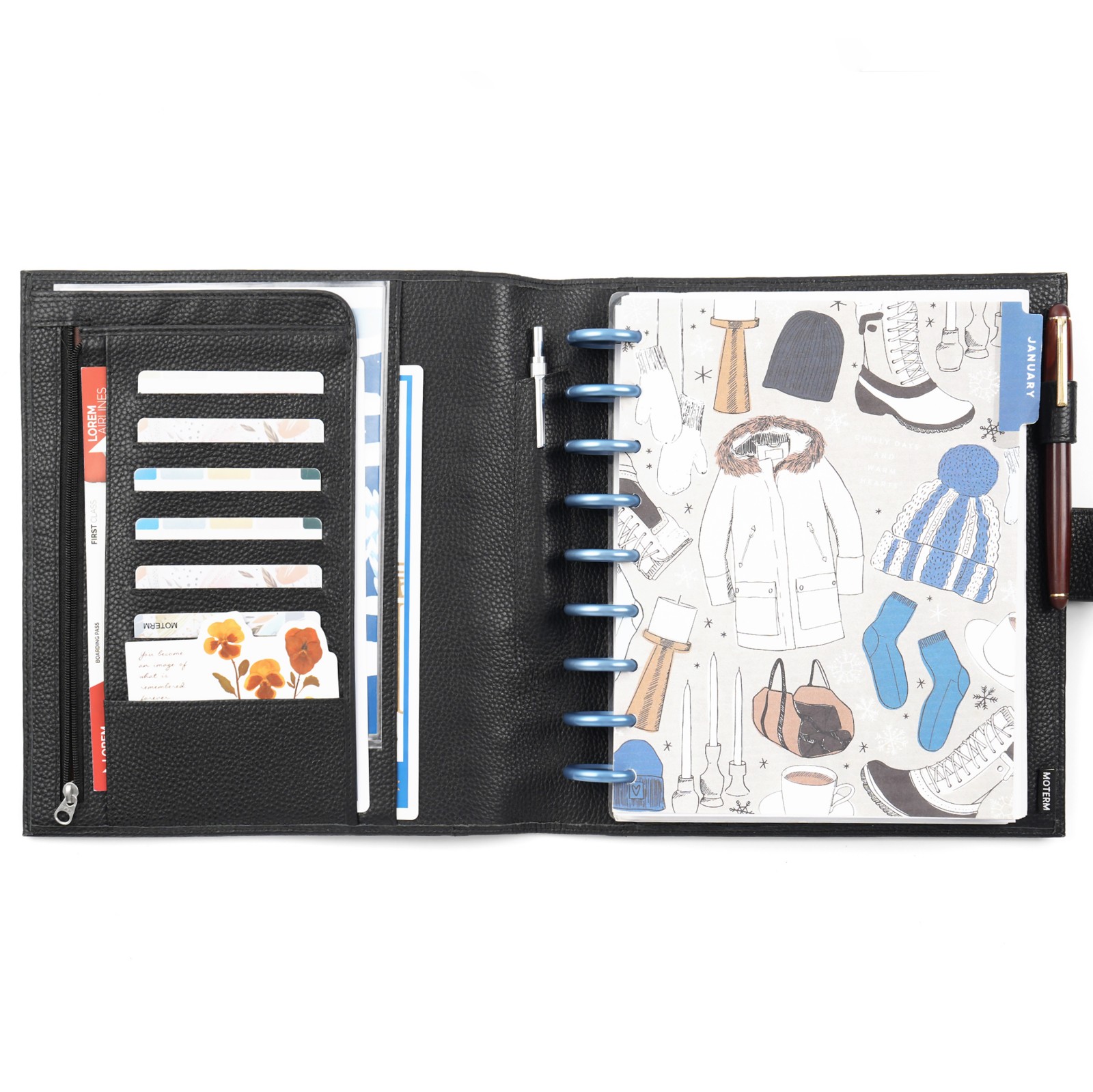 Moterm 本革ディスクバウンドプランナーカバー ハッピー - Leather Work Notepad のレビューと価格