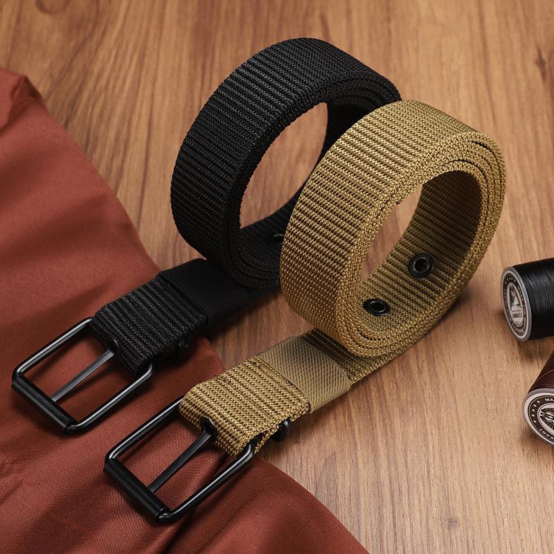 メンズベルト 多孔質キャンバス ピンバックル レザーベルト  - Leatherwork Eyelets のレビューと価格